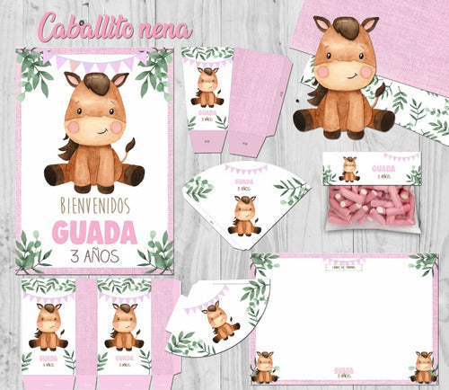 Kit Imprimible Caballo Caballito Nena Textos Editables! 1