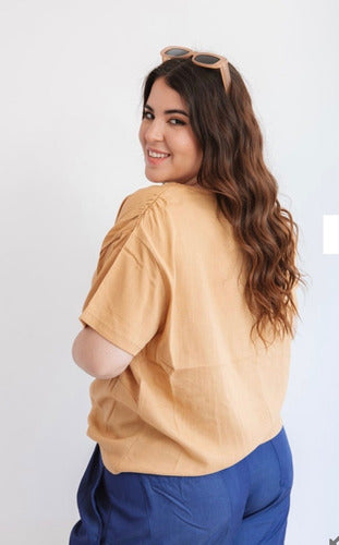 FENIX IND. Blusa Con Volados Lino - Talles Grandes/ Especiales 5