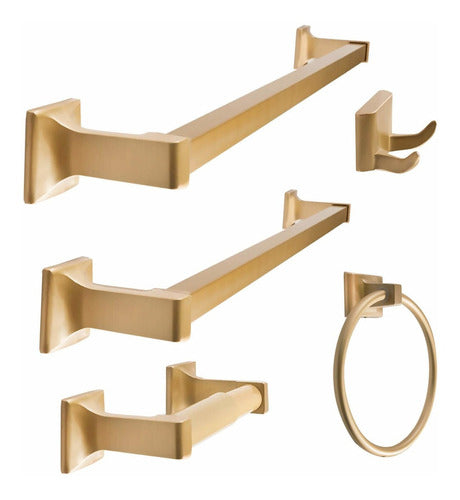 SENTO Set Of 5 Bathroom Accessories Satin Brass 0