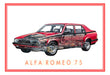 Alfa Romeo 75 - Estructura Autos Italia - Lámina 45x30 Cm 1