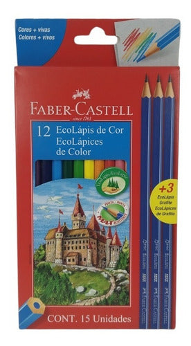 Lápiz Faber Castell Color Ecolápiz Largo X 12 Un + 3 Grafito 0