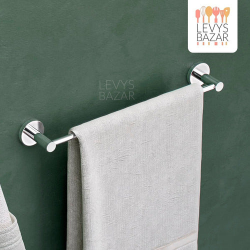 Levys Bazar Set Baño Barral Toallero + Porta Rollo Papel Higiénico Inoxidable 6