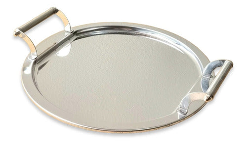 Stainless Steel Circular Tray with Handles 0