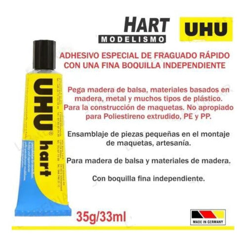 Uhu Hart Pegamento Adhesivo Madera Balsa 35ml 2