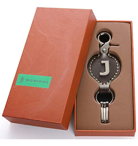 Marino Avenue Leather Keychain For Men, Single Letter Alphabet 4