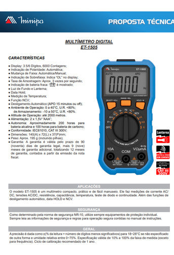 Multimetro Digital Minipa Et-1505 Trms 3