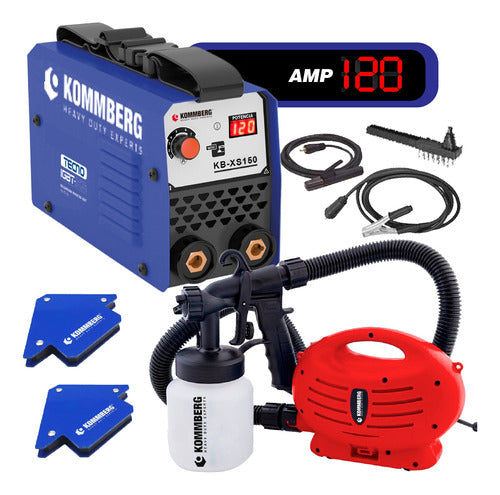 Kommberg Inverter Welder KB-XS150 with 2 Magnetic Supports + Painting Equipment 0