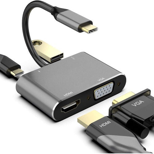 USB-C Adapter 3.1 Type C to HDMI 4K and VGA 2 in 1 Cable 0