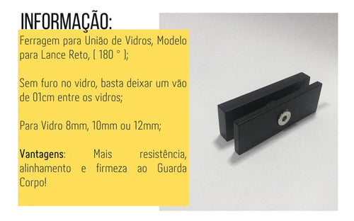 Conector Preto União  180° V/v Para Guarda Corpo 7