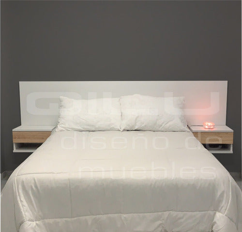 QILU DISEÑODEMUEBLES Floating Headboard Nordic + Light Tables. Minimalist Design 0