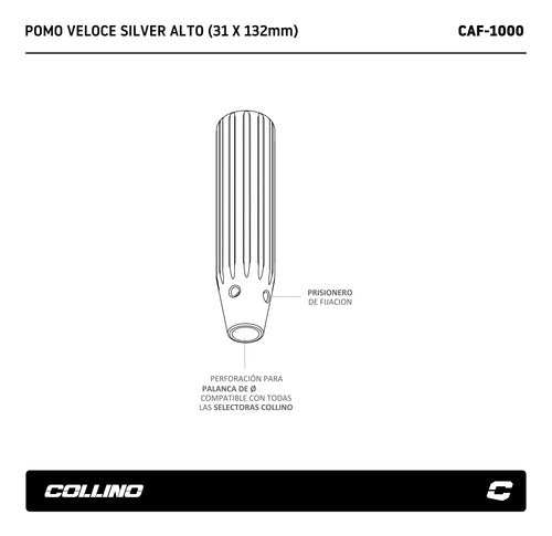 Collino Gear Shift Lever Knob Alum Selector Veloce Silver 1