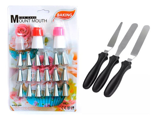 Oasis Pastry Kit: 24 Stainless Steel Tips + 3 Spatula Set 0