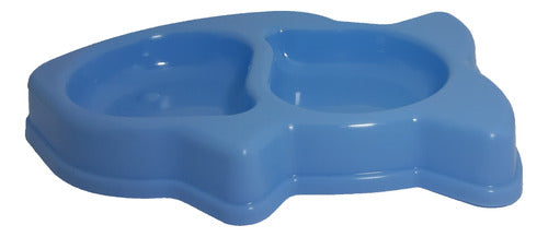 Valhalla Pets Double Plastic Food and Water Bowl - Fish Shape 6