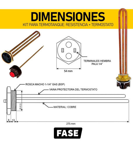 1500W Electric Water Heater Element with Thermostat Replacement 2