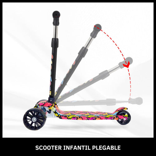 Folding 3-Wheel Kids Scooter with Lights, Adjustable Height 26