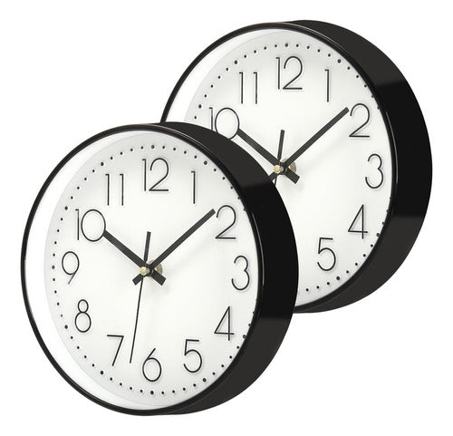 Coloch Package of 2 Black Wall Clocks, Vintage Clock S 0