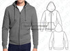 Molde Patrón Coreldraw Campera Canguro Hombre Del Xs Al 2xl 3