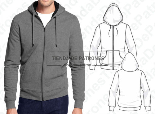 Molde Patrón Coreldraw Campera Canguro Hombre Del Xs Al 2xl 3