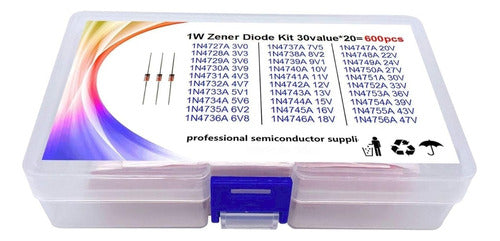 Kit 600 Diodos Zener 1w Regulador Diodo 30 Valores Arduino 2