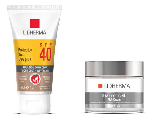 Lidherma Protector Solar 40 Color + Hyaluronic 4D Rich Cream 0