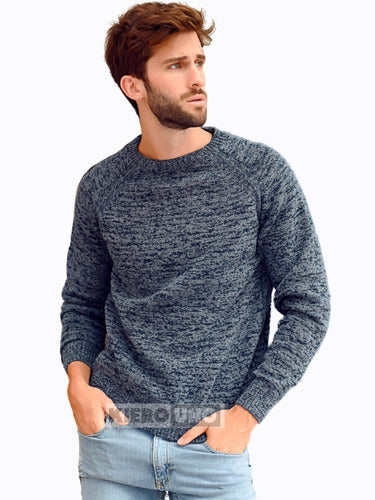 Men's Heathered Round Neck Wool Pullover Sweater Jacket 21