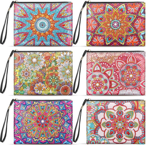 Sweetude 6 Pcs Mandala Diamond Painting Clutch Purses DIY Diamond Painting Bags 0