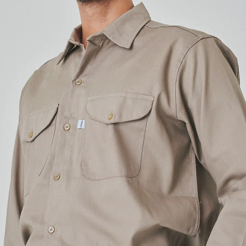 OMBU Beige Long Sleeve Work Shirt - Size Large A and B 2
