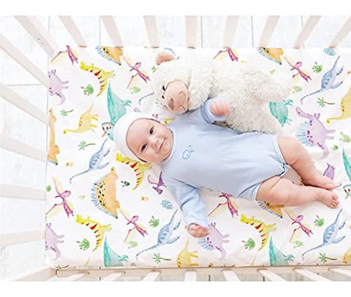 SWESEN Crib Sheets - Lovely Dinosaur 3