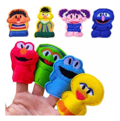 Títeres De Dedo Plaza Sésamo Set X8 Elmo Come Galletas Cute 0