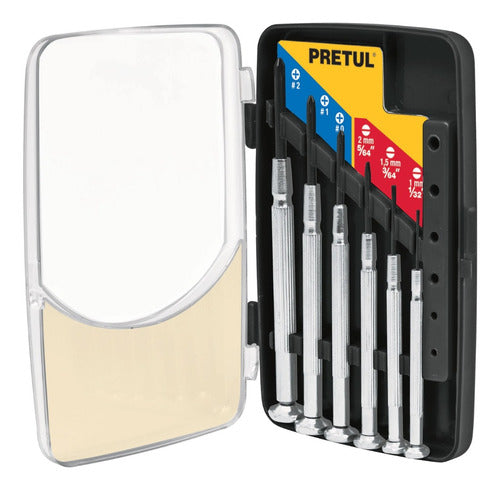 Pretul Precision Screwdriver Set with 6 Metal Handles 0