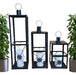 Metal Lantern Candle Holder Set of 3 with Glass Panels 0