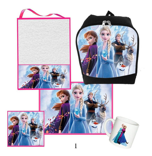 Jardin Infantes Set Taza Mantel Mochila Dinos Auto Unicornio 2