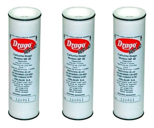 Drago Original Replacement Filter Cartridge for Purifier MP40 - Pack of 3 0