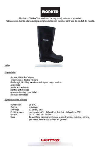 Worker Industrial Waterproof Moto Rain Boots 5