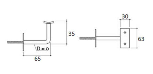 Moya Support for Handrail Round Tube Wood Iron Chrome 1