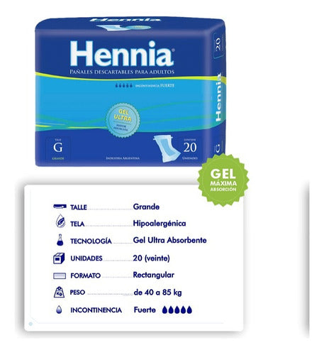 Pañal Recto Marca Hennia Talle G X 100 Unidades 2