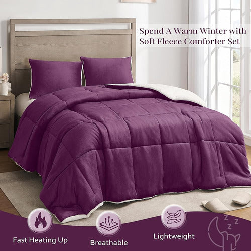 Basic Beyond Queen Comforter Set - Lujoso Fleece Sherpa Edre 1