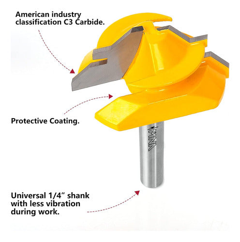 MNA Lock Miter Router Bit Set of 3 Pieces for 45 Degree Wood Joints 2