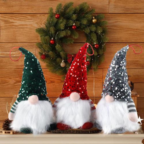 Amandir Illuminated Christmas Gnomes Plush Pack of 3 Battery Operated 7