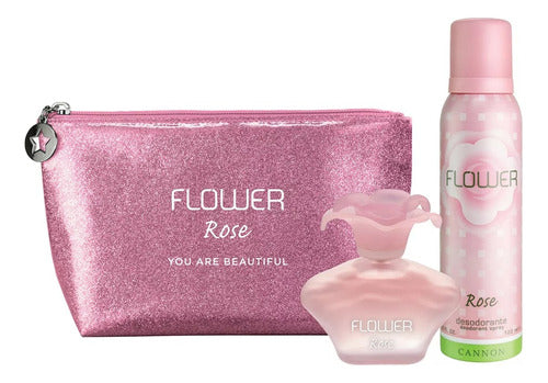 Cannon Flower Rose Perfume Gift Set for Women - Lata Flower Rose Perfume 40Ml + Desodorante 123Ml Mujer
