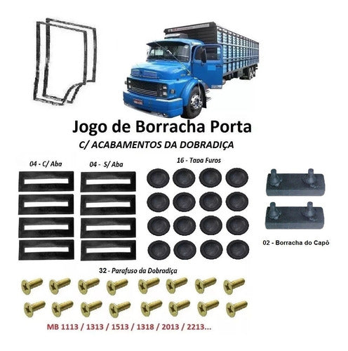 Kit Jogo Borracha Porta E Acabamentos Porta Mb 1113 1313 1