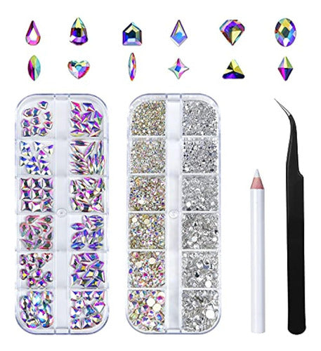 Nail Art Rhinestones Kit Huetfat 120pcs Multi Formas Glass C 0