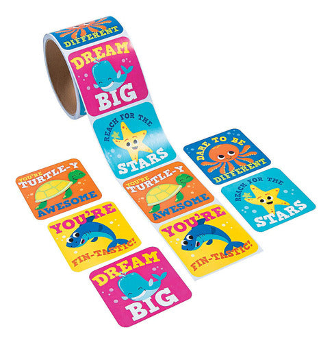 Fun Express 1 Roll ~ Under the Sea Stickers ~ 100 Large Stickers 0