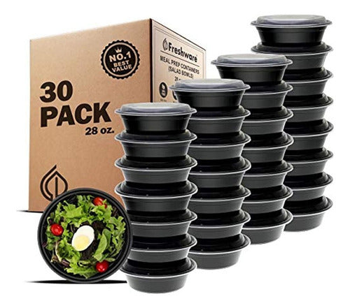 Freshware Meal Prep Bowl Containers [30 Pack] Tazones De Plástico Con Tapas Para Sopa Y Ensalada 0