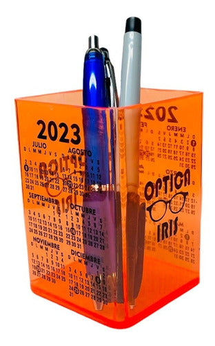 100 Colorful Pen Holders with Logo and 2019 Calendar 44
