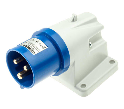 Ficha Industrial 2p+t 16a 230v Con Base Ip44 Azul 0