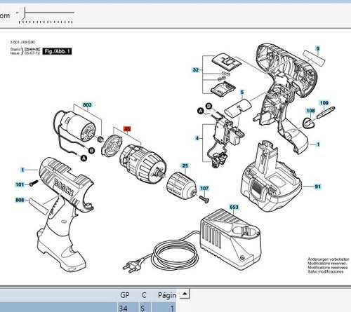 Bosch Mandril Atornillador Gsr 14,4-2 / 18-2/7,2-2 / Gsr12-2 1