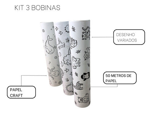 Bobina Para Pintar Com Desenho De Animais 3 Variedades 2