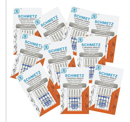 50 Schmetz Chrome Universal Sewing Machine Needles - Size 80/12 - Box of 10 Cards 1