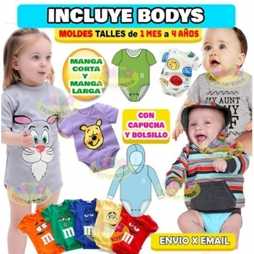 Moldes Y Patrones De Ropa Para Bebés Bodys Enteritos Campera 4